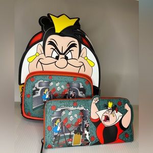 Loungefly Queen of Hearts Mini Backpack and Wallet Bundle